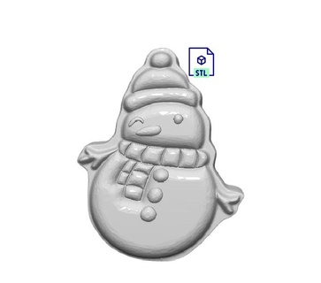 kawaii winking snowman stl file 3d printing - laser cnc router printable model download bath bomb soap flat back magnet christmas 3d print model - Mito3D