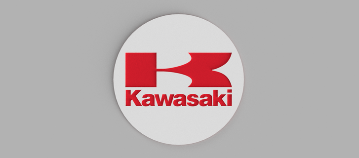 kawasaki moto logo coasters 3d print model - Mito3D