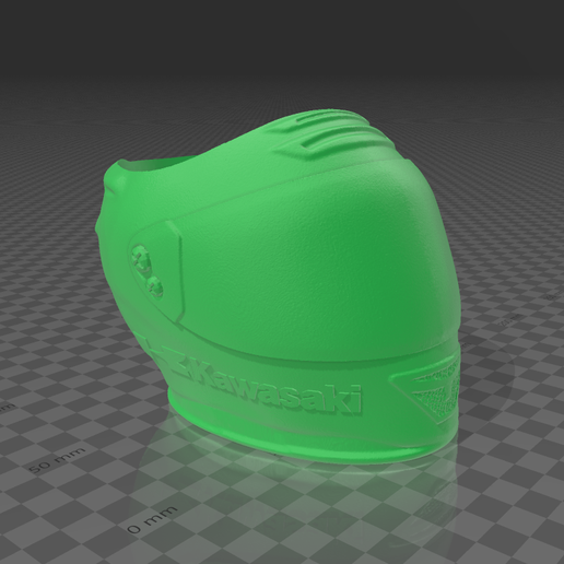 kawasaki Motorrad Helm matt Kamerad Kürbisse Rennen Karriere 3D print model - Mito3D