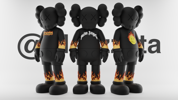 kaws palm angels bundle 3 styles companion art open medicom toy hypebeast esculpture character flayed flame white vynil cartoon decoration interior 3d print model - Mito3D