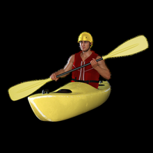 kayak man 1 canoa xtrem game race river safe life wildlife wild raft rafting fall 3d print model - Mito3D