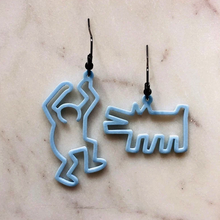 keith haring dog & man earrings 3d print model - Mito3D