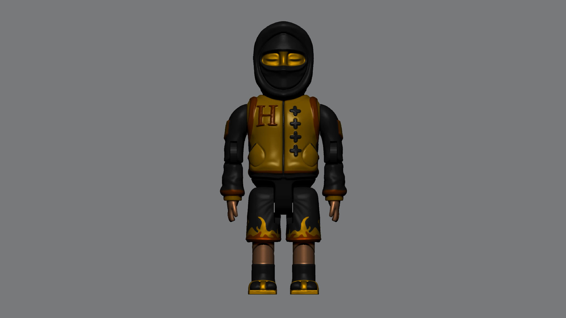 imparare habbo pelle oro Hotel hc vip raro commercio ninja bandito dono Guarda piatto Basso poli Spagna 3D print model - Mito3D