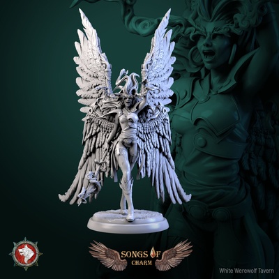 kelaina sanguinary mage 32mm 75mm pre-supported tabletop highquality toy game 3dminiature dnd dndminiature creature monster presupported ttrpg harpy winged wings 3d print model - Mito3D