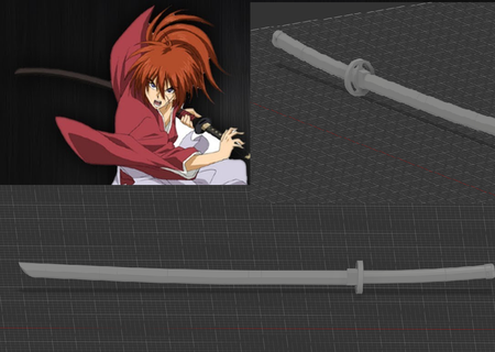 Kenshin discípulo ruroni katana longo espada imprimível partes adereços cosplay cosplayer arma 3d print model - Mito3D