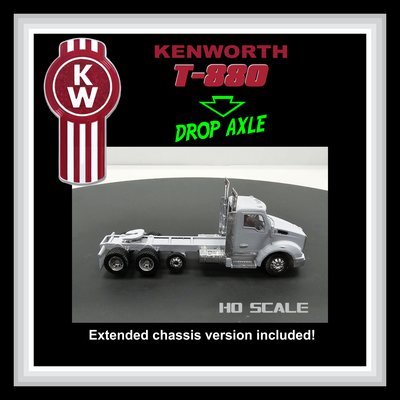 kenworth t880 drop axle game ho scale 1 87 diorama model railroad truck vehicle diesel big rig t 880 push tri lorry 18 wheeler 3d print model - Mito3D