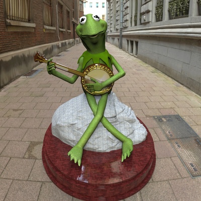 kermik tocando el banjo rana rene art mupets frog 3d print model - Mito3D