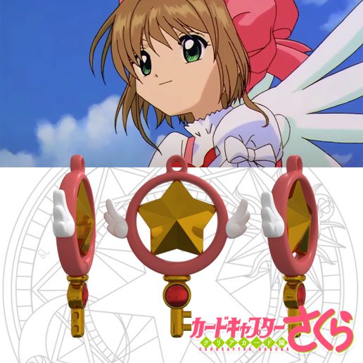 chave cartão captor Sakura v20 ccs aplaudir anime Kinomoto medalhão presente fácil 3D print model - Mito3D