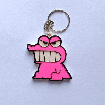 key chain dinosaur choco chips shin chan keychain ornament pink 3d print model - Mito3D
