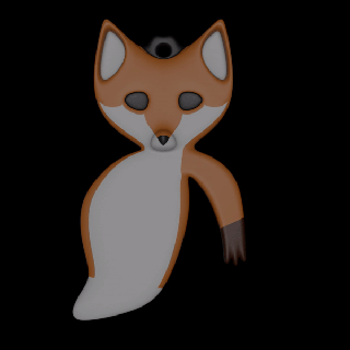key chain form fox tail paw animal fob 3d print model - Mito3D