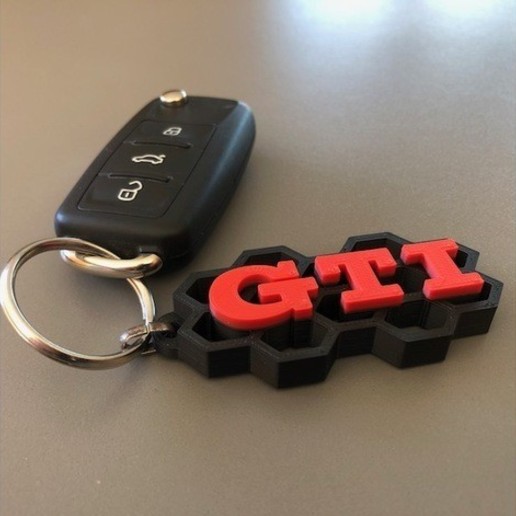 key chain gti game logo ring poly 3D print model - Mito3D