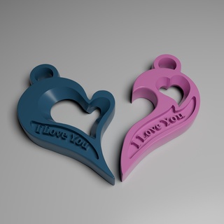 key chain heart keys keychain 3d printing accessories accessory free gadget love couples jewelry 3d print model - Mito3D