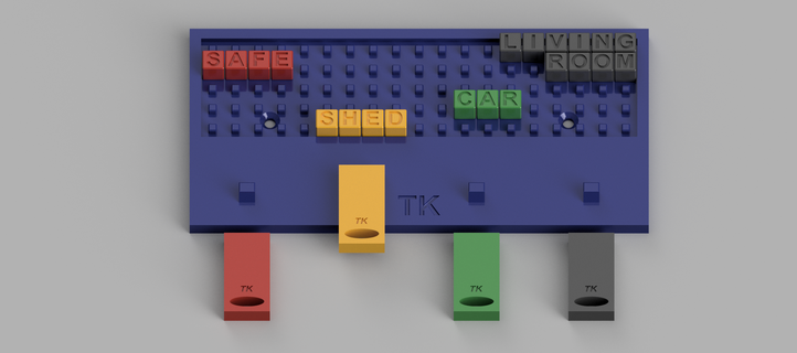 anahtar Zincir organizatör duvar binmek ev anahtarlar Kulp destek renk depolama 3d print model - Mito3D
