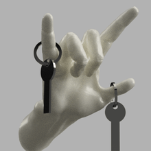 Schlüssel Halter Unterstützung Hand Metall Felsen Kunst Spaß Tasche Finger Pogo Punk 3d print model - Mito3D