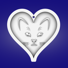 key pendant heart cat