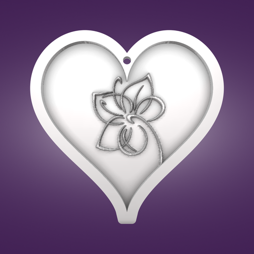 key pendant heart flower 3D print model - Mito3D