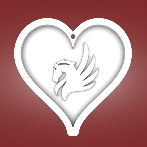 key pendant heart pegasus 3D print model - Mito3D