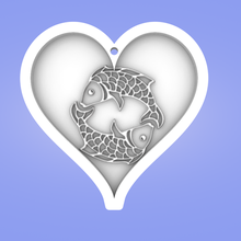 key pendant heart pisces 3d print model - Mito3D