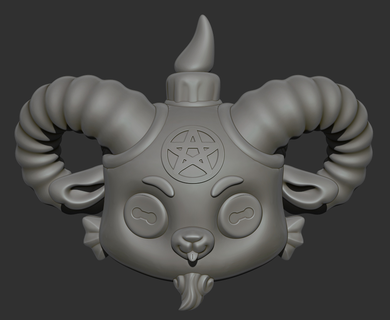 key ring - baphomet head figure baphomet key ring 3d model fan art toy head goat chibi  3d print model - Mito3D