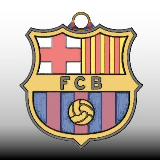 key ring - fc barcelona emblems football european shield chain 3D print model - Mito3D