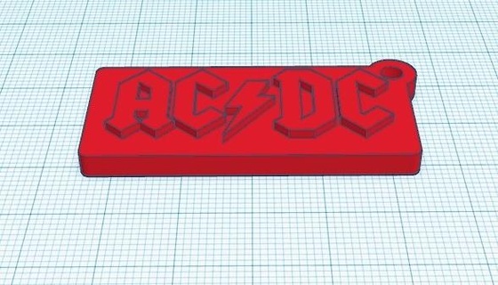 key ring acdc- acdc keychain music band 3d print model - Mito3D