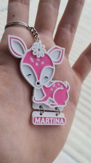 key ring bambi + name martina keychain game animal poster 3d print model - Mito3D