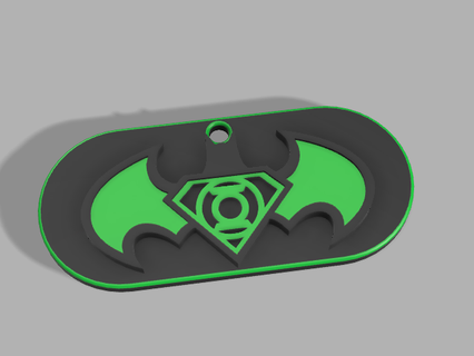 key ring batman green lantern dc keychain key keyring batman green green lantern dc comic  3d print model - Mito3D
