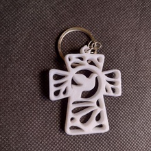key ring communion baptism cross dove jewelry keyring 3d print model - Mito3D