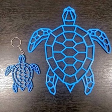 key ring geometrico tortuga gadget turtle geometric animals appurtenances turtles figures adornments marine water nature 3d print model - Mito3D