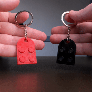 Schlüssel Ring Herz Lego Liebe Paar verschiedene Ringe Schlüsselbund Valentinstag Kette Geschenk Objekte gif Freund Freundin 3d print model - Mito3D