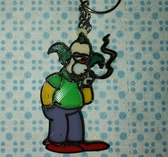 clé bague Krusty simpsons porte clés pitre clowns Homère 3d print model - Mito3D
