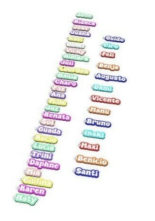 chave anel pacote 40 nomes chaveiro cores garotas bebês criança 3d print model - Mito3D