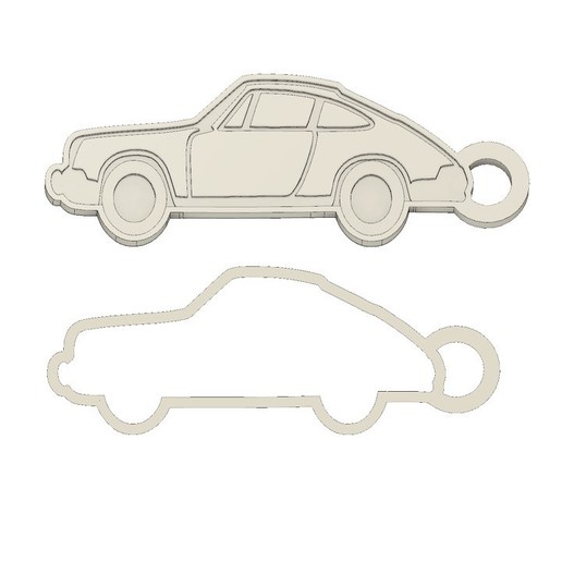 key ring porsche 911 classic 2 pieces fashion keychain 3D print model - Mito3D