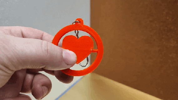 key ring rotating heart turning points games nintendo 3d bricoloup 3d print model - Mito3D