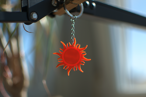 key ring sol abrasador sun keychain flames 3d print model - Mito3D