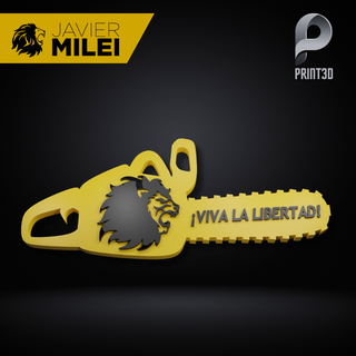 key ring viva la libertad - avanza milei keychain chainsaw freedom advances accessory argentina long live president politician economist personalized dollar 3d print model - Mito3D