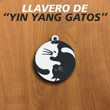 chave anel yin yang gatos 3d print model - Mito3D