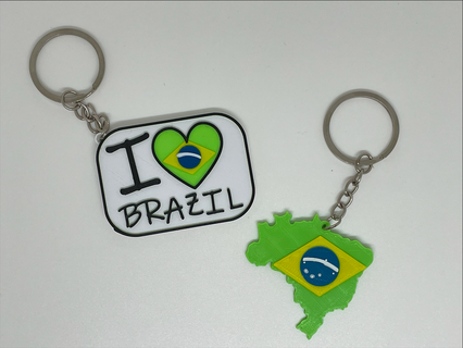 key rings brazil keychain keychain bra brazil map  3d print model - Mito3D