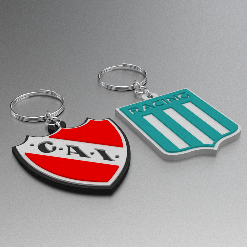key rings independiente racing - argentinean soccer jewelry keychain independent avellaneda argentina argentine shield shields gift souvenir ball classic superclasico devils reds academy cai bochini 3D print model - Mito3D