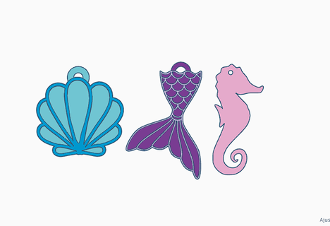 key rings sea - mermaid - clapper - horse Jewelry keychain keychain sea hippocampus clam shell shell siren mermaid water55566+  3d print model - Mito3D