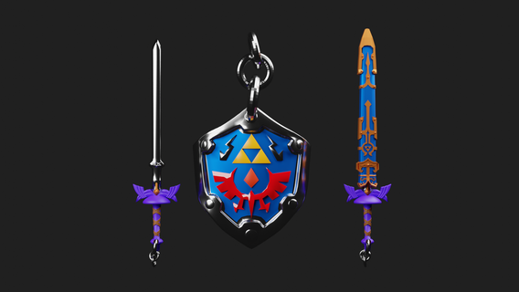 Schlüssel Ringe tloz Gadget Nintendo Zelda Verknüpfung Schwert Schild Legende Video Spiele Ventilator Kunst Schlüsselbund Hylie Lehrer 3d print model - Mito3D