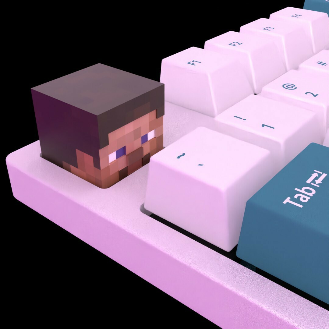 keycap minecraft steve keyboard - fans setup decoration stl videogames set up gaming gamersetup gamer 3D print model - Mito3D