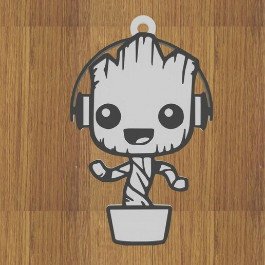 keychain baby groot 3D print model - Mito3D