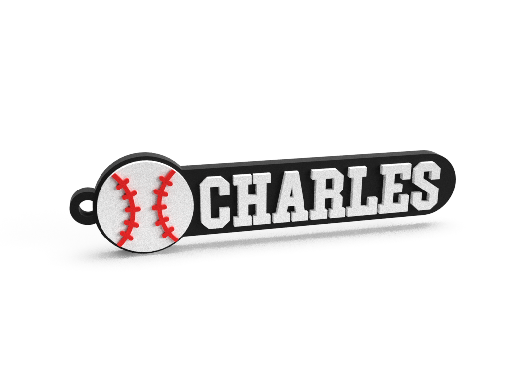 anahtarlık beyzbol Charles isim Zincir özel kişiselleştirilmiş takı anahtar özelleştirilmiş 3D print model - Mito3D