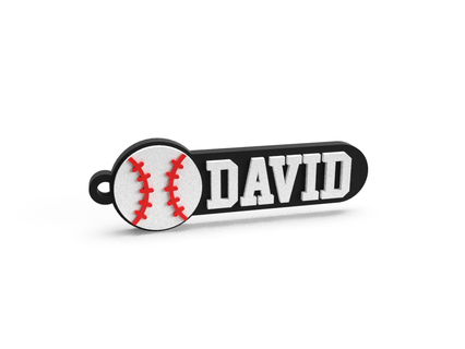 keychain baseball david name keychains chain custom personalized jewelry key customized 3d print model - Mito3D