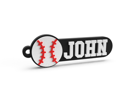 keychain baseball john name keychains chain custom personalized jewelry key customized 3d print model - Mito3D