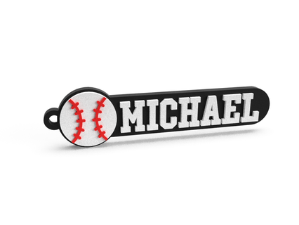 porte clés base ball Michael Nom chaîne Douane personnalisé bijoux clé 3d print model - Mito3D