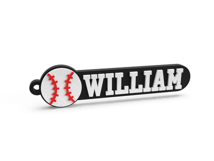 keychain baseball william name keychains chain custom personalized jewelry key customized 3d print model - Mito3D