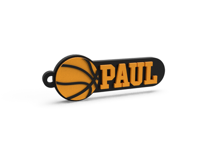 keychain basketball paul name keychains chain custom personalized jewelry key customized 3d print model - Mito3D