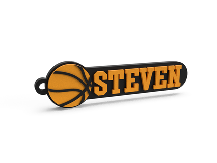 keychain basketball steven name keychains chain custom personalized jewelry key customized 3d print model - Mito3D
